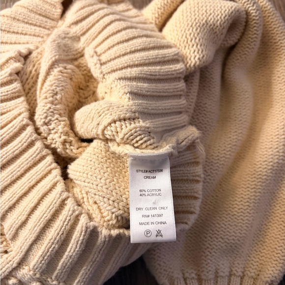 Astr Ivory Crochet & Cable Knit Button-Front Cardigan - Picture 7 of 7